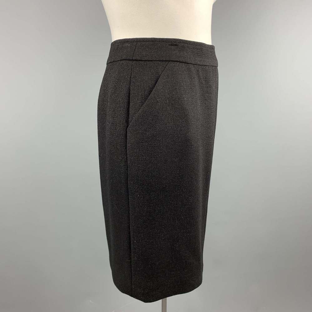CHANEL  L Black Sparkle Wool Pencil Skirt - Picture 3 of 6
